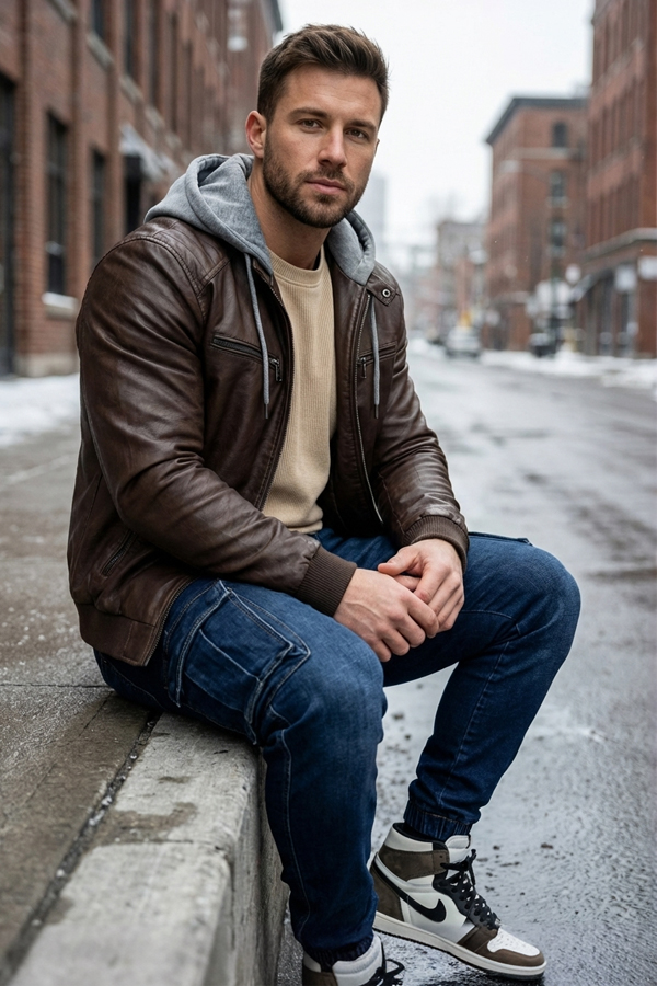 Cargo jogger jeans dark blue washed