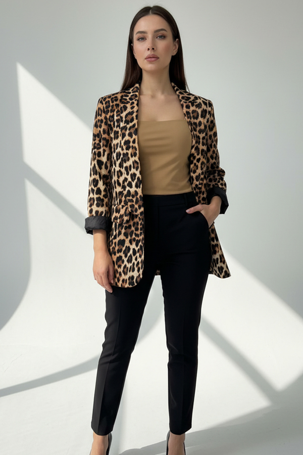 Oversize σακάκι leopard - Plus size