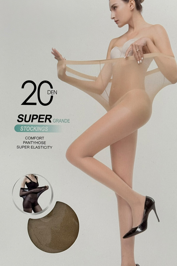 20 Denier Sheer Tights Plus Size super elastic Beige