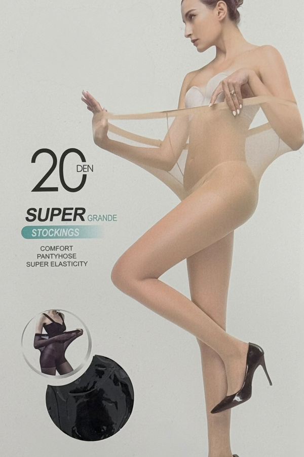 20 Denier Sheer Tights Plus Size super elastic Black