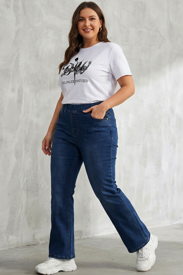 Jean καμπάνα Dark washed Plus Size