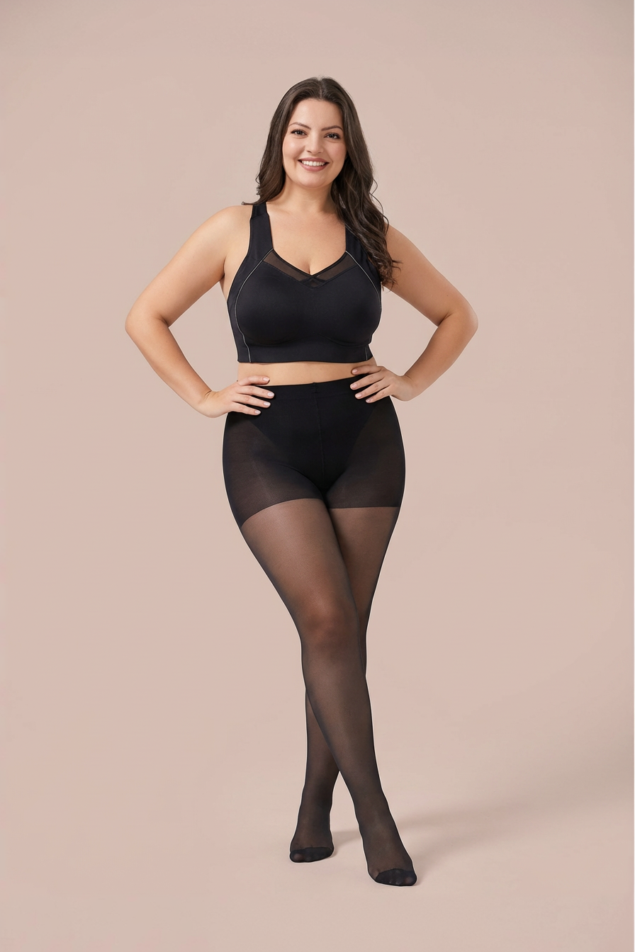 20 Denier Sheer Tights Plus size Black