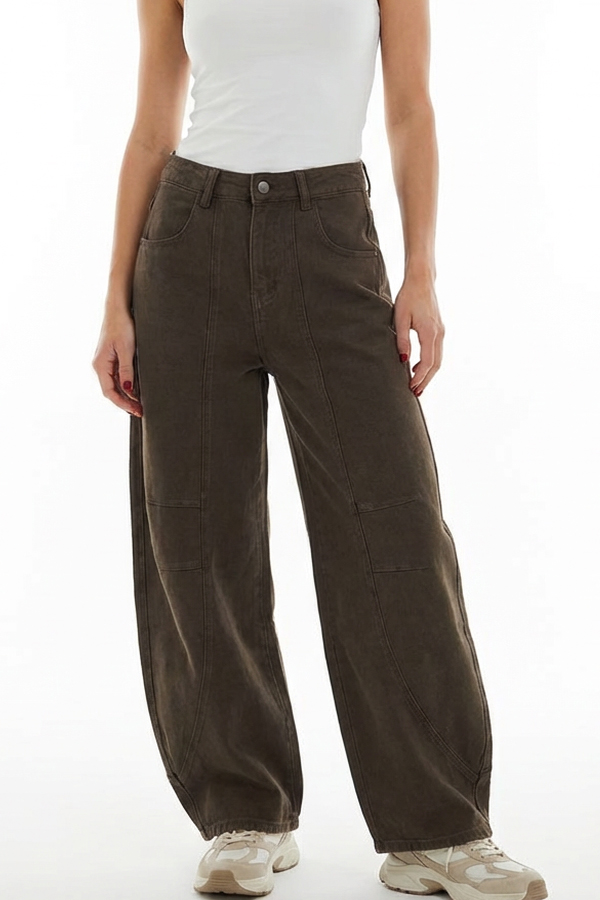 Jeans Barrel fit Καφέ
