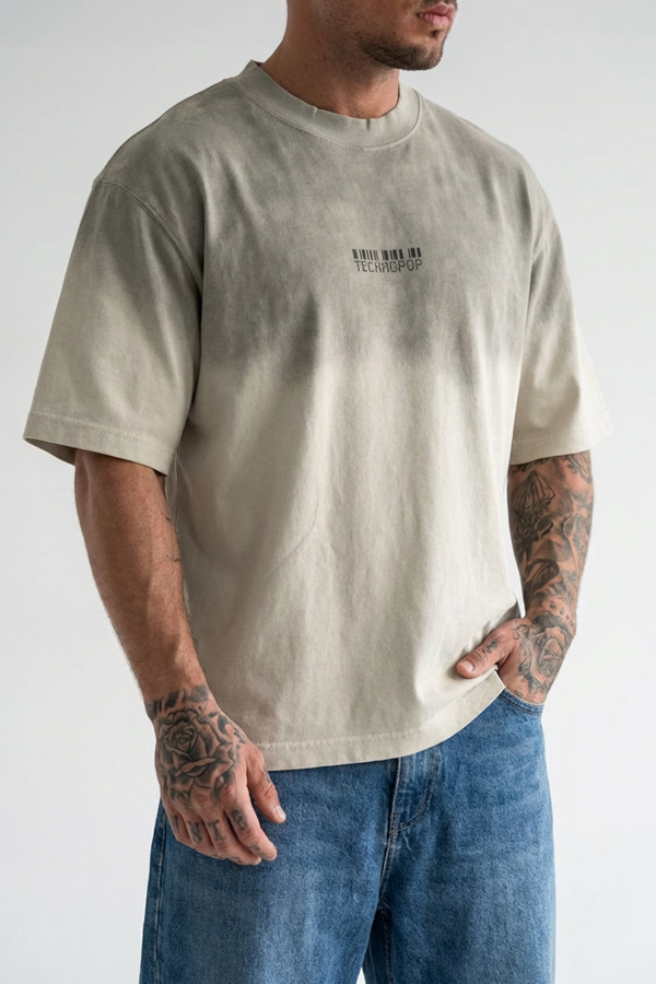 Men Oversized T-shirt TechnoPop Μπεζ