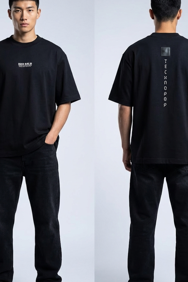 Men Oversized T-shirt TechnoPop Μαύρο
