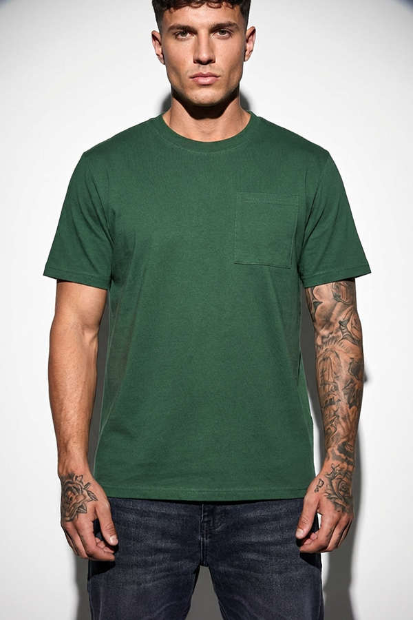 Men cotton T-shirt με τσέπη