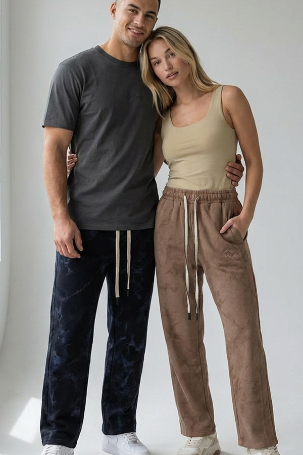 Unisex Relaxed Jogger in beige/camel camo print