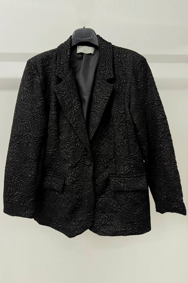 Blazer μακρύ με 1 κουμπί Μαύρο