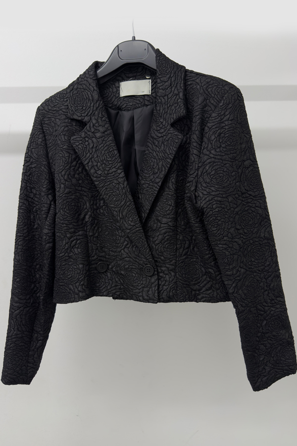 Blazer crop με 2 κουμπιά Μαύρο