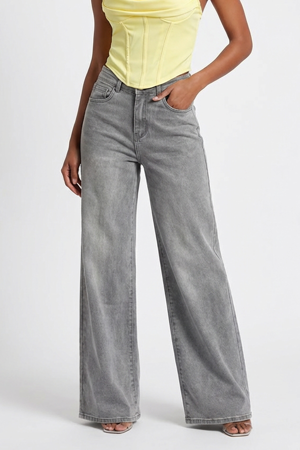 Γυναικείο Palazzo fit Wide leg Jeans Άνετη Γραμμη Denim