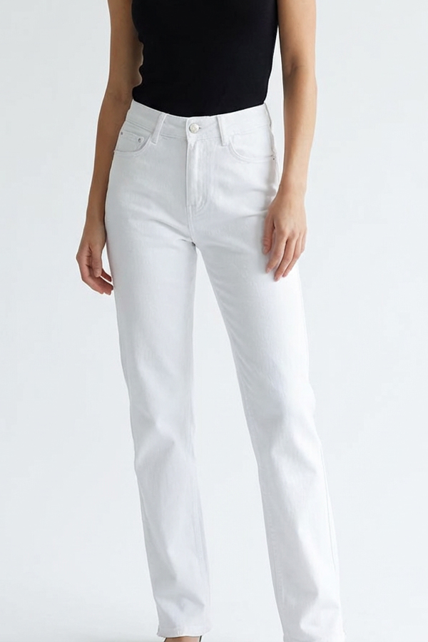 Jeans σε ίσια γραμμή Άσπρο