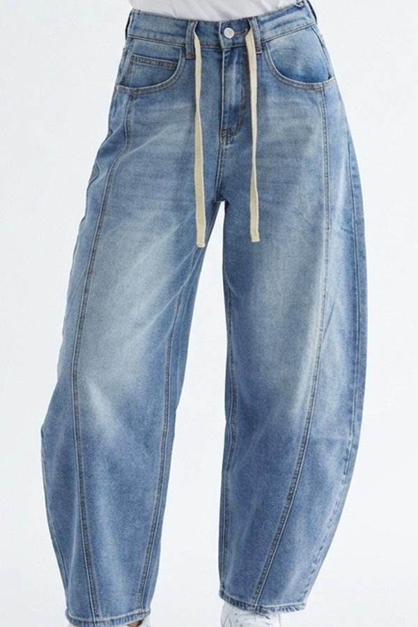 Jeans παντελόνι Barrel fit με λάστιχο στη μέση