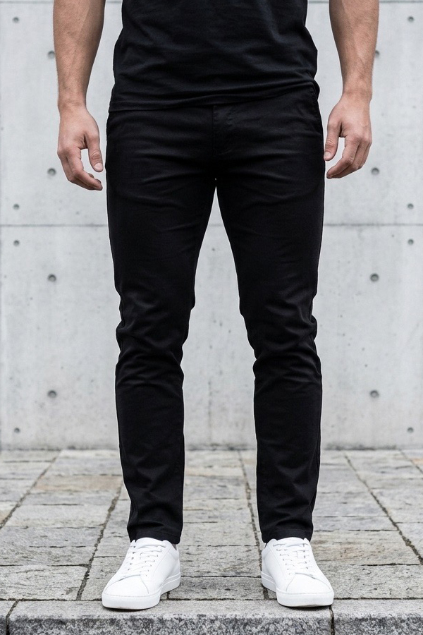 Ανδρικό Chino Παντελόνι Regular Fit Cotton Μαύρο έως 4XL