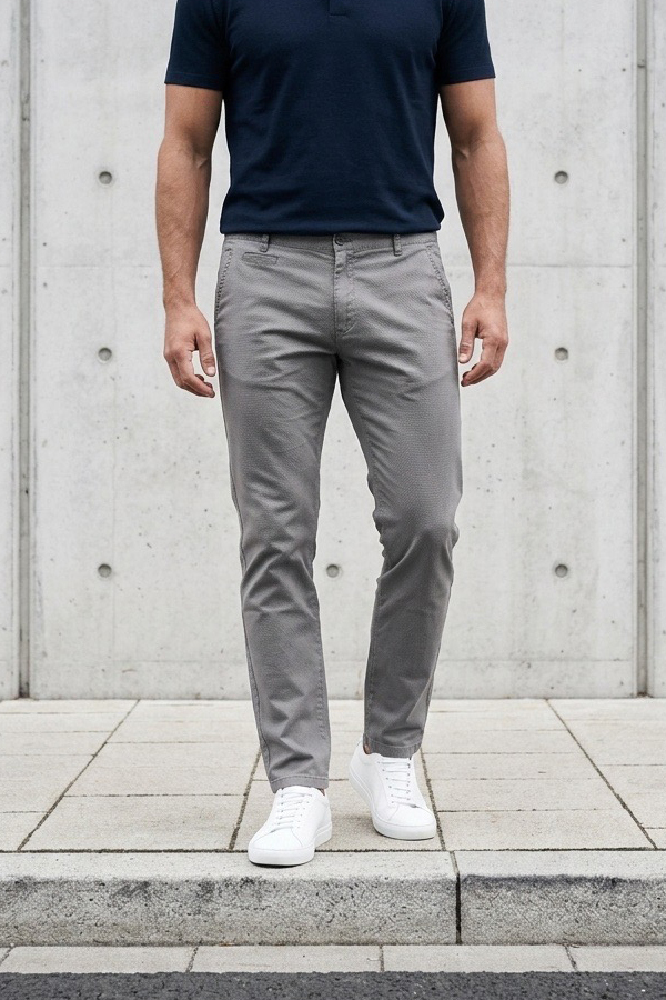 Ανδρικό Chino Παντελόνι Regular Fit Cotton Γκρι έως 4XL