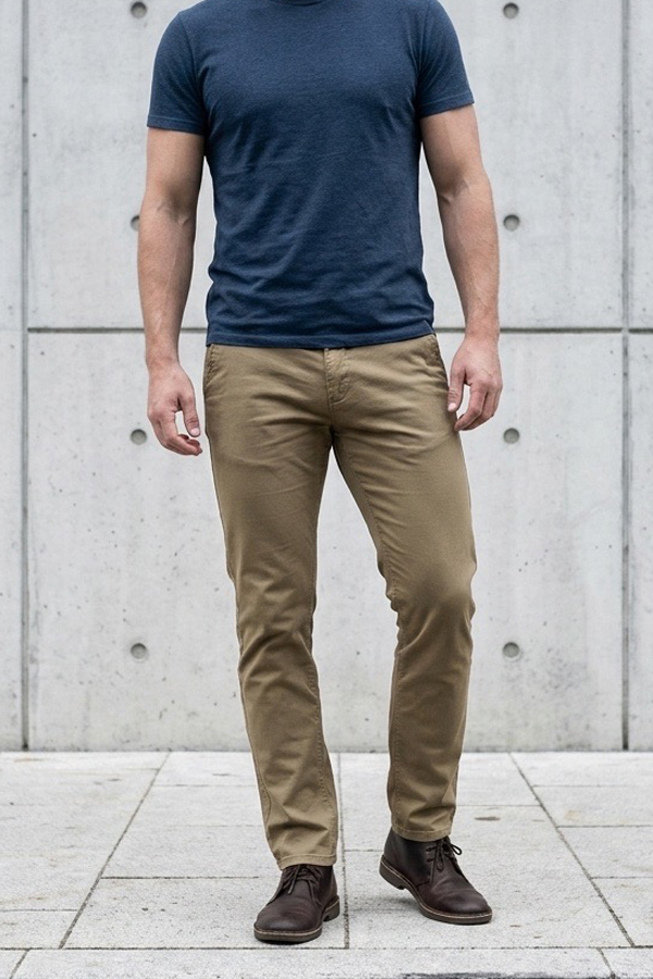 Ανδρικό Chino Παντελόνι Regular Fit Cotton Camel έως 4XL
