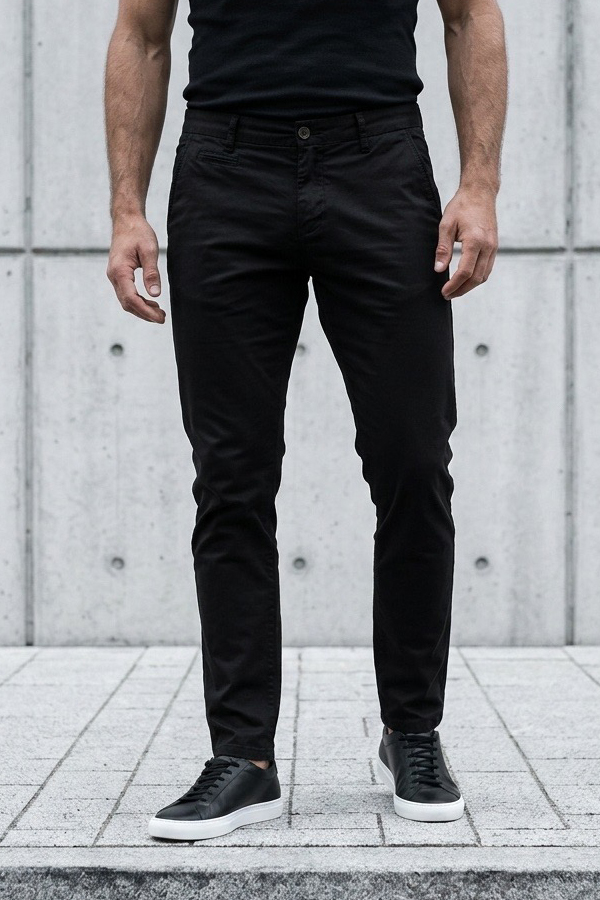 Ανδρικό Chino Παντελόνι Regular Fit Cotton Μαύρο έως 4XL