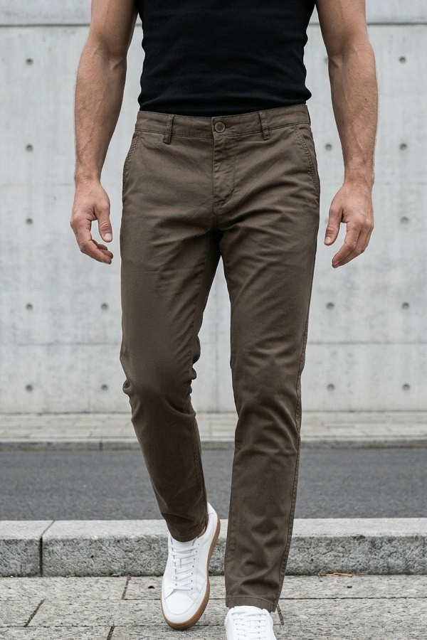 Ανδρικό Chino Παντελόνι Regular Fit Cotton Καφέ έως 3XL