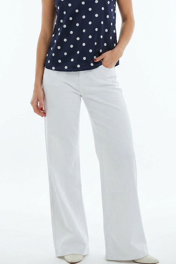 Γυναικείο Denim Παντελόνι Extra Wide Leg Άσπρο