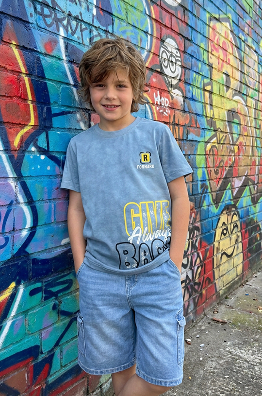 boy denim bermuda with streetstyle tshirt