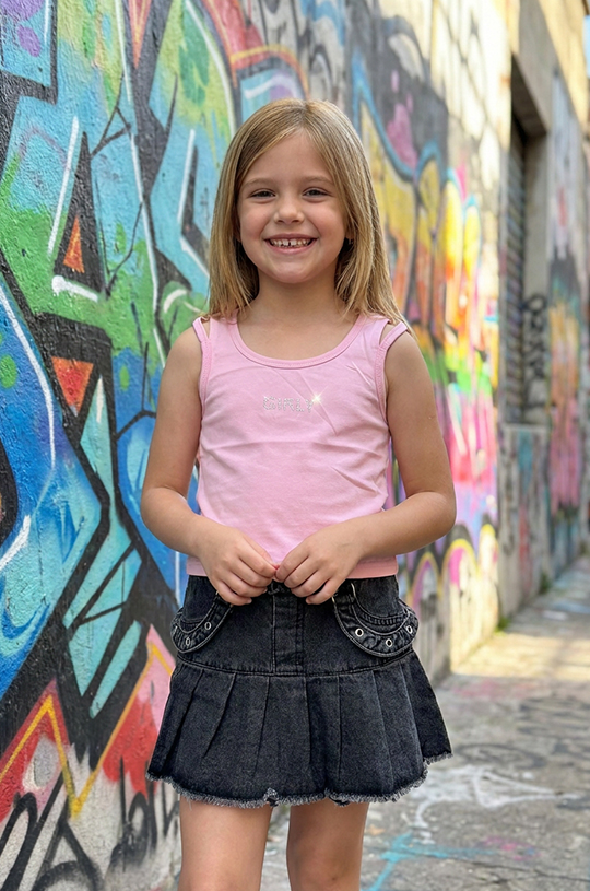 girl summer set denim skirt with top