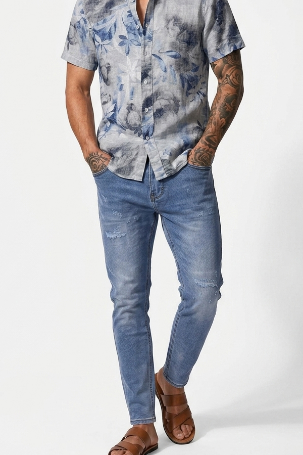 Ανδρικό slim fit τζιν παντελόνι από μαλακό ελαστικό βαμβάκι, άνετη εφαρμογή, καθημερινό casual denim υψηλής ποιότητας.