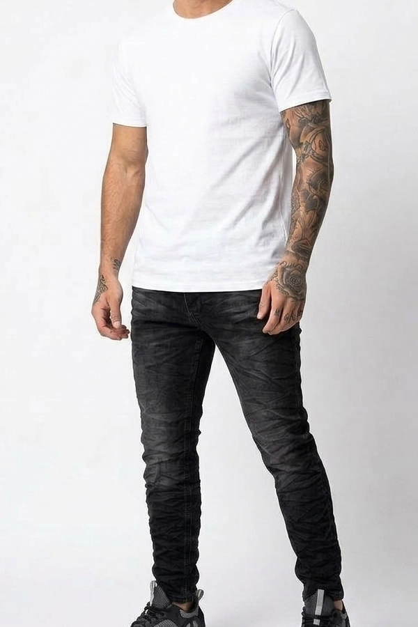 Ανδρικό μαύρο slim fit jean με washed effect