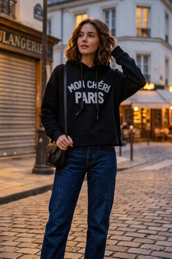 Women’s oversized cotton Mon Cheri Paris hoodie