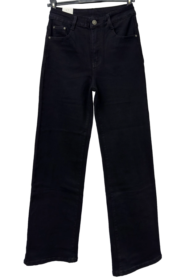 Plus size wide leg black jeans high waist