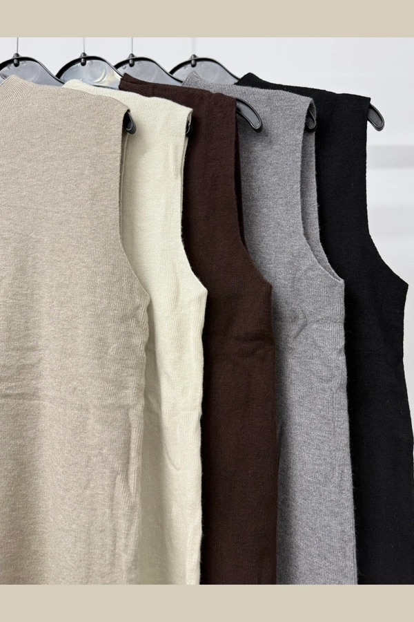 Soft stretchy ribbed knit tops in five colours