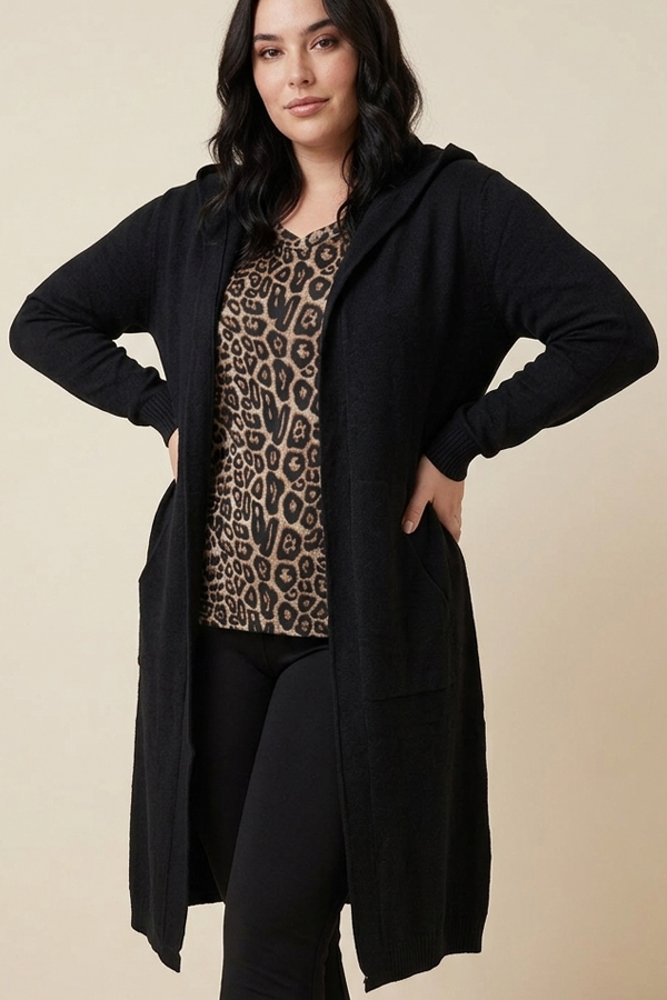Hooded Long Cardigan Cashmere-Feeling - Available in 4 colors