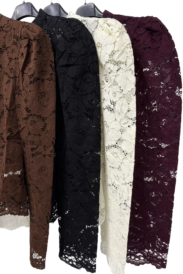Lace frog button blouse available in brown black white and burgundy