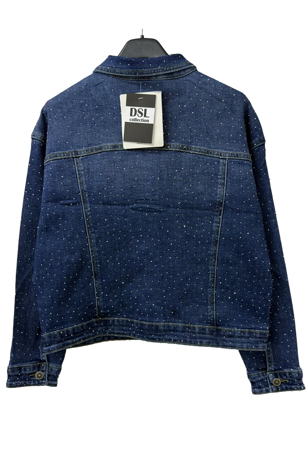 Plus size rhinestone denim jacket back view